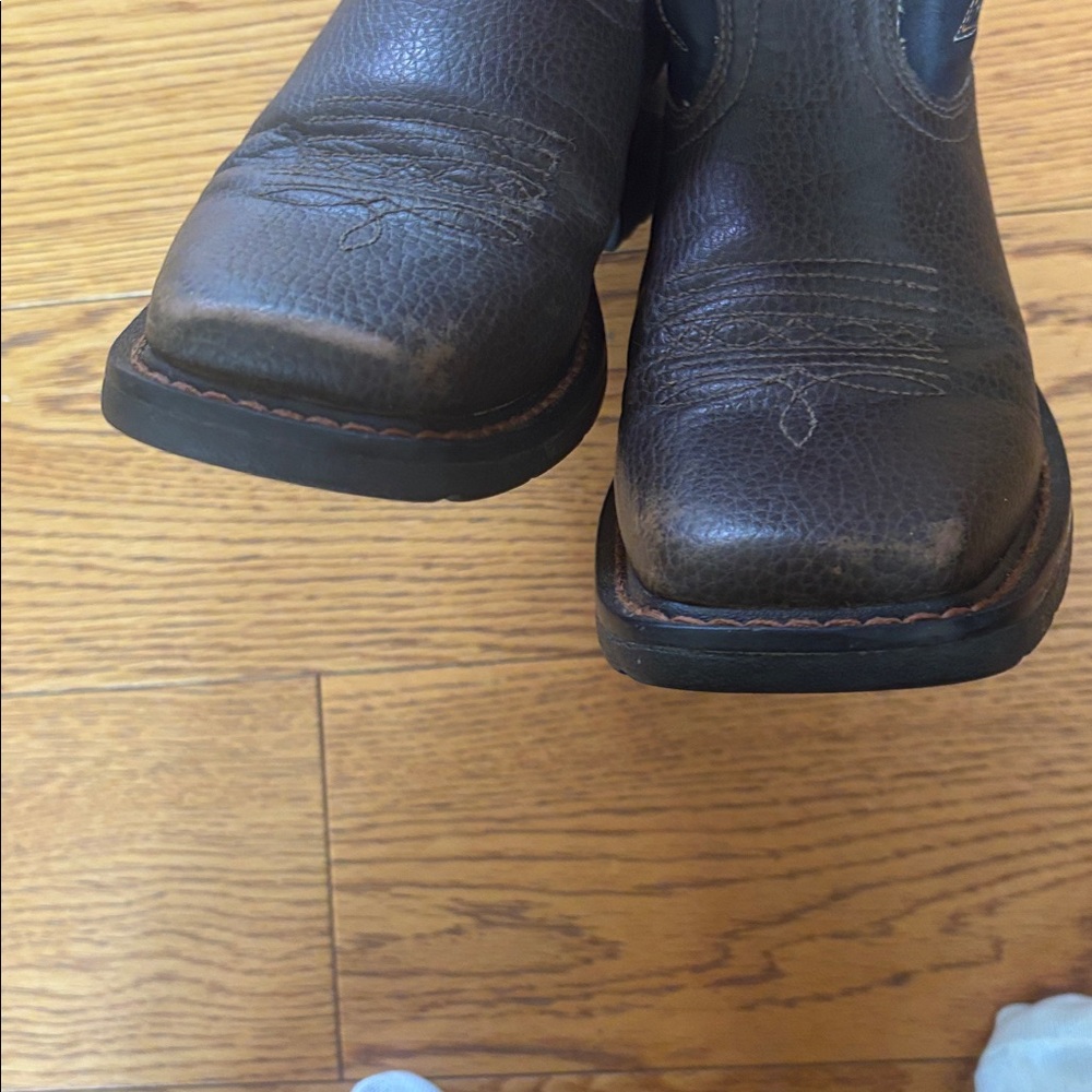 Ariat VenTEK (tm)Brown Orange Leather Western Cowboy Boots with Orange Lining - Picture 3 of 6